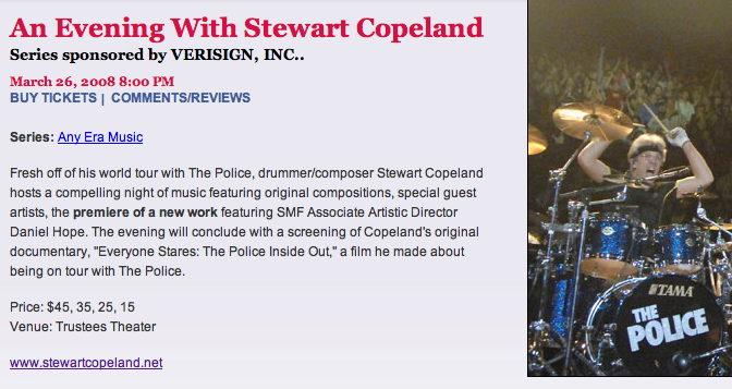 an evening with Stewart Copeland