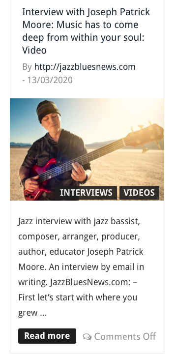 Joseph Patrick Moore Interview with Jazz Blues News